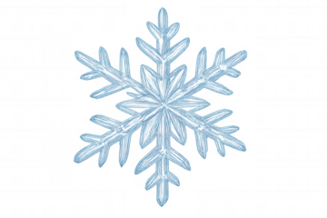 Transparent background showcasing a detailed, icy blue snowflake, perfect for winter-themed designs