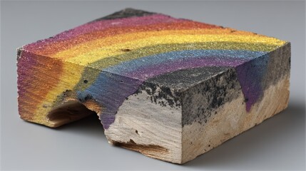 Rainbow Spectrum Embedded in Wood Block
