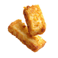Crispy Golden Fried Fish Sticks, Isolated on Black Background, Food Photography