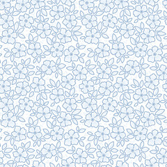 Cute floral pattern in small hand drawn flowers. Small light blue flowers. White background. Ditsy print. Floral seamless background. Gentle template for fashion prints. Fashion summer print. Stock   © ann_and_pen