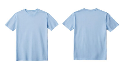 Light Blue Plain T-Shirt Mockup Front and Back View on Transparent Background