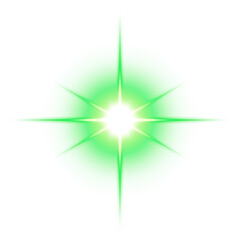 Green lens flare star effect with transparent background
