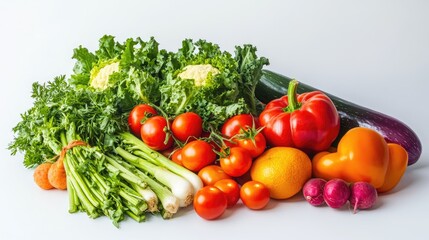 A Colorful Harvest of Fresh Vegetables: A vibrant array of fresh, organically grown vegetables showcases the bounty of nature's harvest, each piece bursting with color and vitality