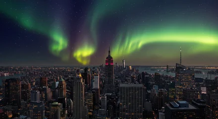 Keuken achterwand Empire State Building New York City skyline under the aurora borealis  © fabrian