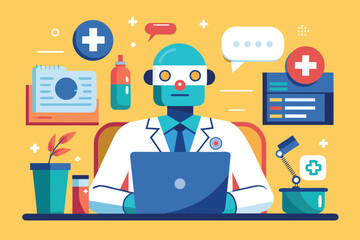 A robot doctor is providing online consultation, showcasing the future of healthcare technology