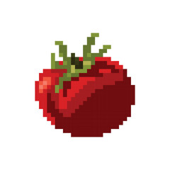 Tomato pixel art, vector illustration 