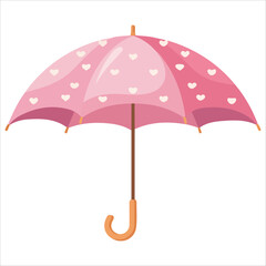 Pink umbrella with hearts vector illustration isolated