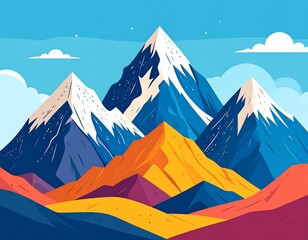 Colorful mountain range landscape