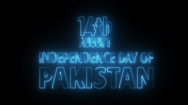 Neon &ldquo;Happy 89th Independence Day Pakistan&rdquo; text animation, perfect for patriotic celebrations, social media greetings, and creative motion graphics honoring Pakistan&rsquo;s freedom anniversary.