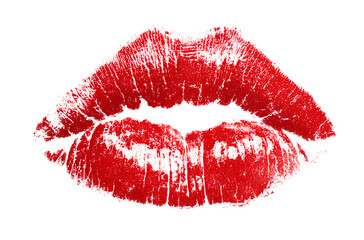 Red lipstick kiss mark vector on a white background.e