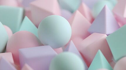 Pastel geometric shapes in a 3d composition.
