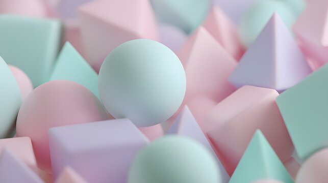 Pastel geometric shapes in a 3d composition.
