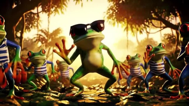 Cool Frogs Dancing in Tropical Paradise A Fun 3D Animation