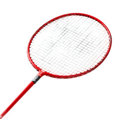 A red badminton racket, isolated on a white background,