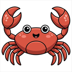 Cute sea crab playful vector graphic white