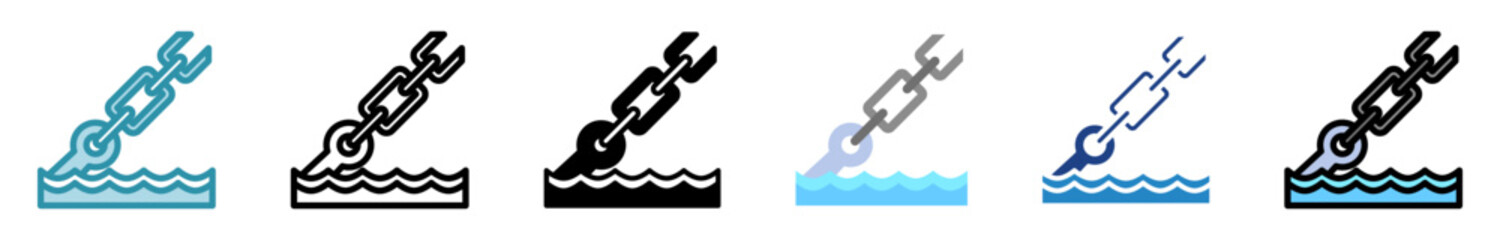 Anchor Chain Icon Multi Style Relate To Nautical, Sea, Marine, Navy. Use For Modern Concept, Ui, Ux Web And App Development.