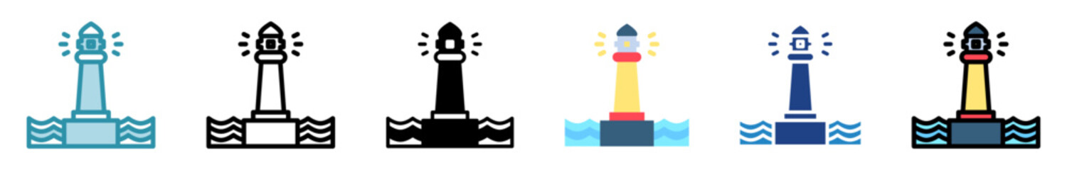 Lighthouse Icon Multi Style Relate To Nautical, Sea, Marine, Navy. Use For Modern Concept, Ui, Ux Web And App Development.