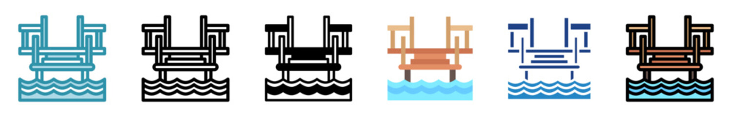 Jetty Icon Multi Style Relate To Nautical, Sea, Marine, Navy. Use For Modern Concept, Ui, Ux Web And App Development.