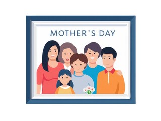 a family with a picture frame that says mother  s day