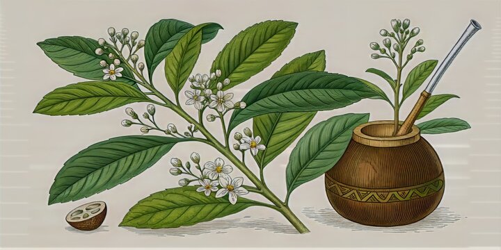 Traditional yerba mate preparation with a gourd and bombilla