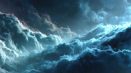 A dramatic, textured depiction of swirling, celestial clouds.