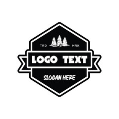 Vintage Ribbon Badge Logo Template. Retro Outdoor Adventure Emblem