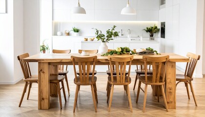 Obraz premium vector illustration of a wooden dining table with chairs