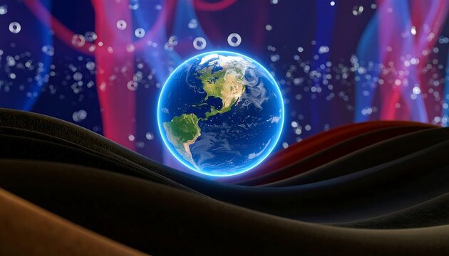 Earth globe in vibrant abstract background