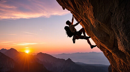 Outdoor rock climbing sport extreme challenge motivational illustration