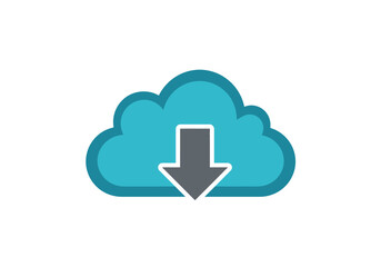 A stylized turquoise cloud icon with a gray downward-pointing arrow, symbolizing data download or cloud storage.