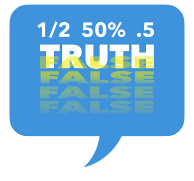 Speaking half truths is part of politics. Here is a graphic speech bubble about half truths and 50 percent lies.