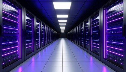 Fototapeta premium Server room with neon lighting