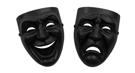 Object download drama masks comedy and tragedy vector representing theatrical performance and emotions for free use vector
