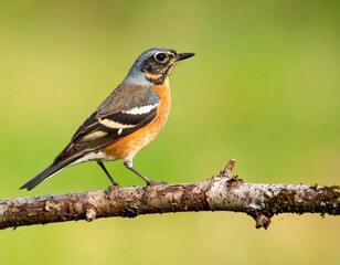 Eastern stonechat bird perched on branch: A vibrant, photorealistic image of an Eastern stonechat bird, showcasing its striking orange and grey plumage. The bird.