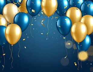 Festive balloons and confetti on a dark background