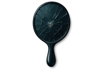 Black broken hand mirror isolated on transparent background, representing bad luck and superstition