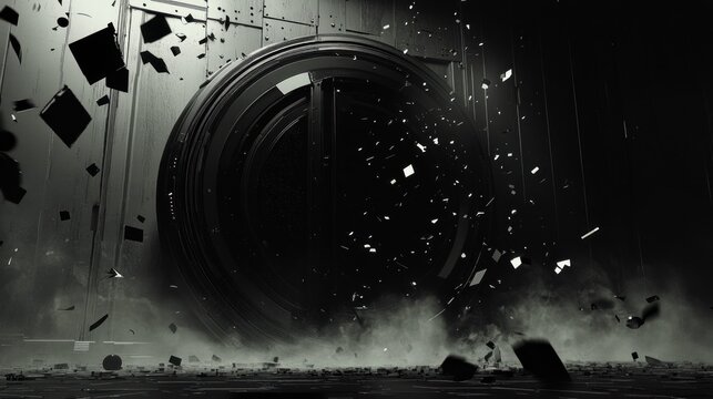 Dark vault opening with debris