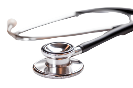 Stethoscope isolated on a white background, high-resolution photography, realistic, stock photo. 