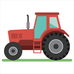 Little farm vehicle flat vector graphic white