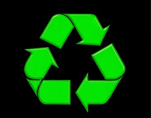 Obraz premium Green Recycle Symbol on Black Background