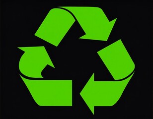 Obraz premium Green recycling symbol on black background