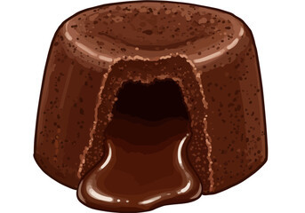 Molten chocolate lava cake with flowing center studio shot