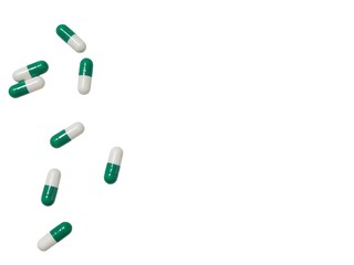 Green and White Medicine Capsules