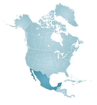Map of North America with Mexico highlighted