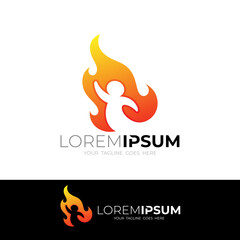a logo of someone's burning spirit, people and fire design combination