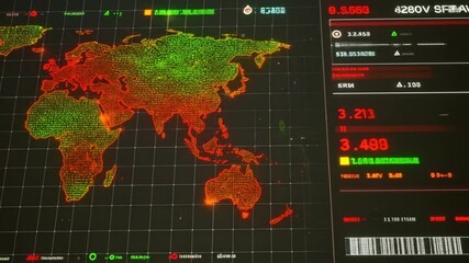 Global Data Visualization: A Dynamic World Map Tracking Real-Time Statistics and Metrics - Powered by Adobe