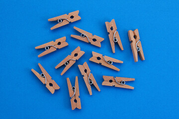 Background with wooden clothespins