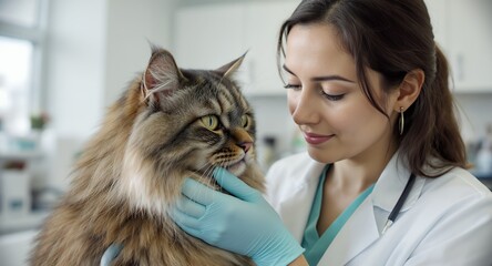 Gentle Cat Examination Veterinary Care Compassionate Treatment