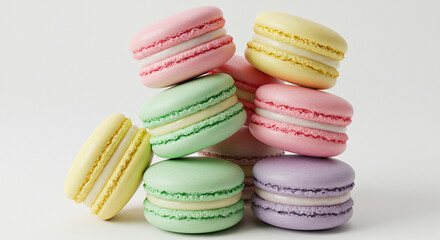colorful macaroons isolated on white