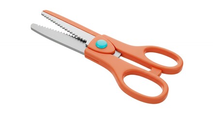 Orange craft shears isolated on white background